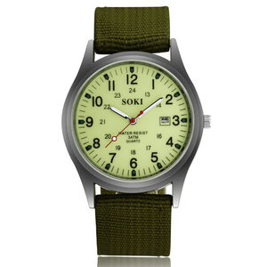 Army Green Nylon Strap Analog Watch