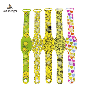 Wholesales Color Printing Custom LED Digital Watch Happy Sad Face Wristband Silicone Pop Soft Watch